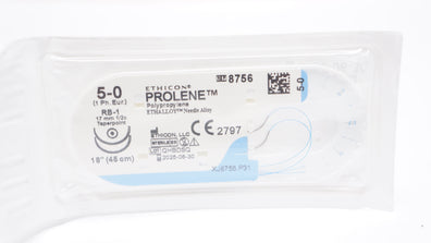 Ethicon 8756 5-0 PROLENE Polypropylene Stre RB-1 17mm 1/2c Taperpoint 18inch